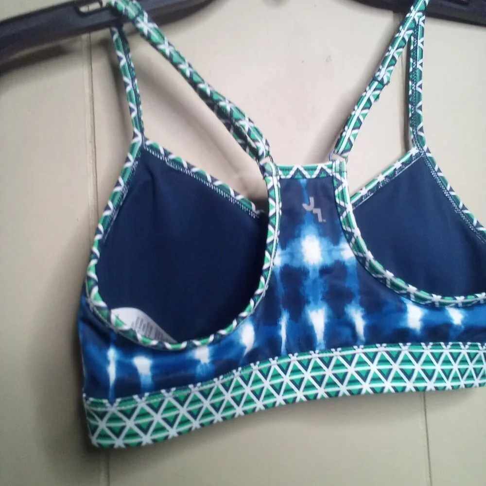 Joy Lab Swim Bikini Top XS Racer Back Blue Green